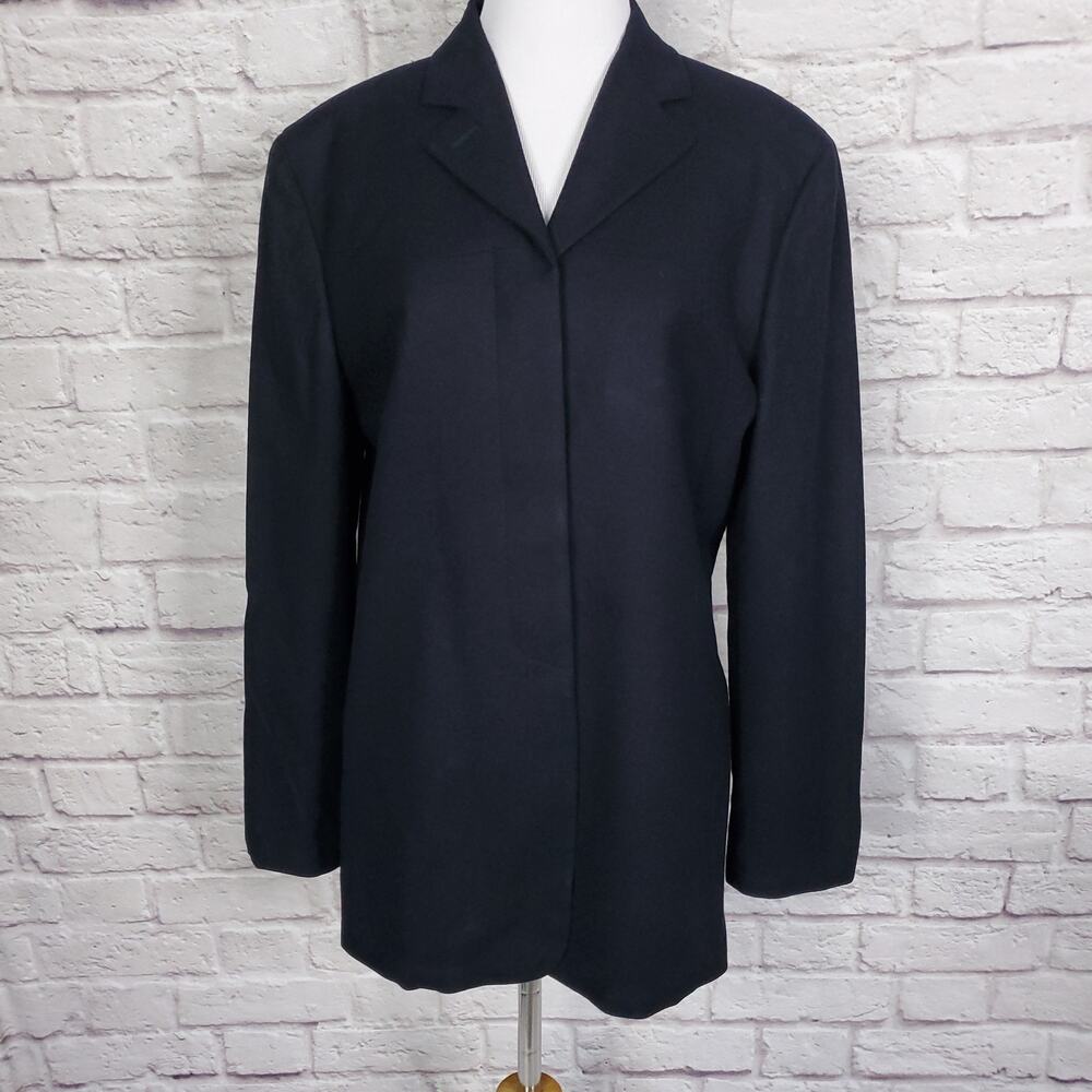 Byblos Black Wool Blazer Jacket Hidden Placket Career Office Classic IT …